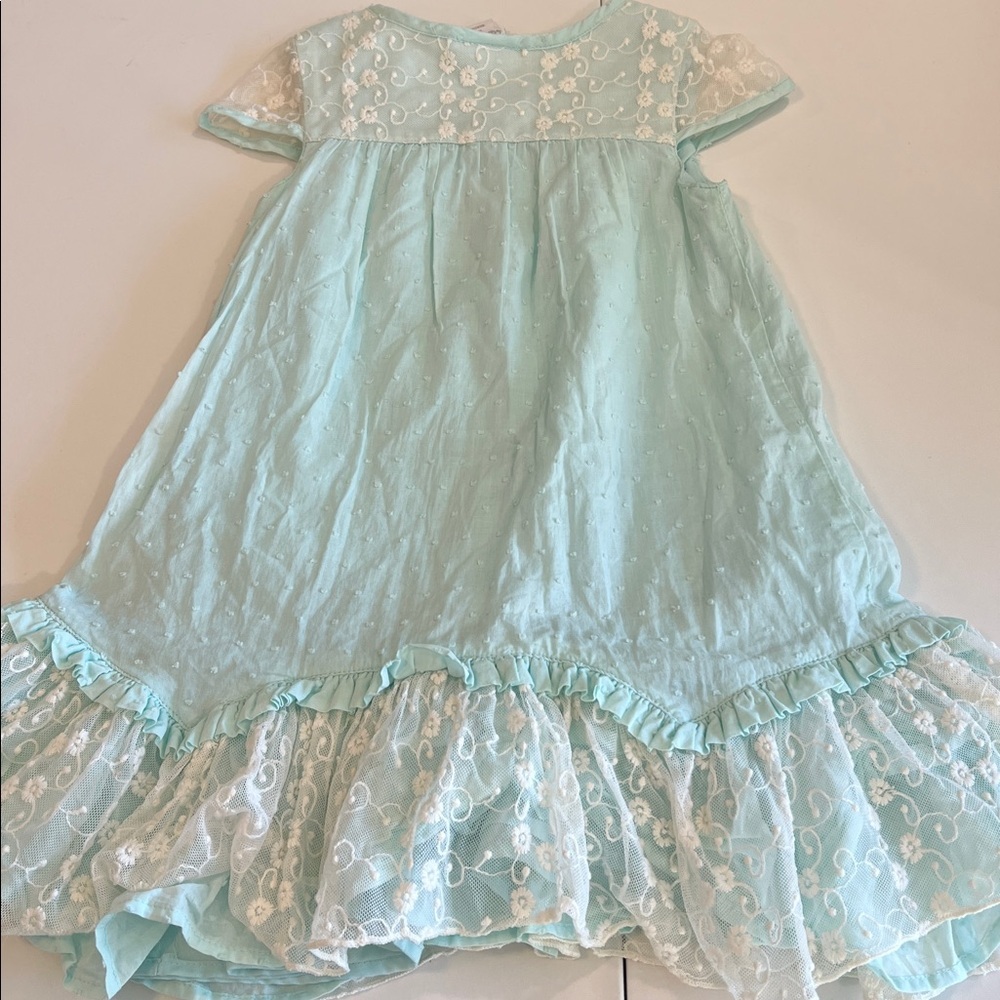 Heirloom Polly Flinders - Light Blue Lace Trim Dress, Swiss Dot,‎ 4T - Picture 5 of 7